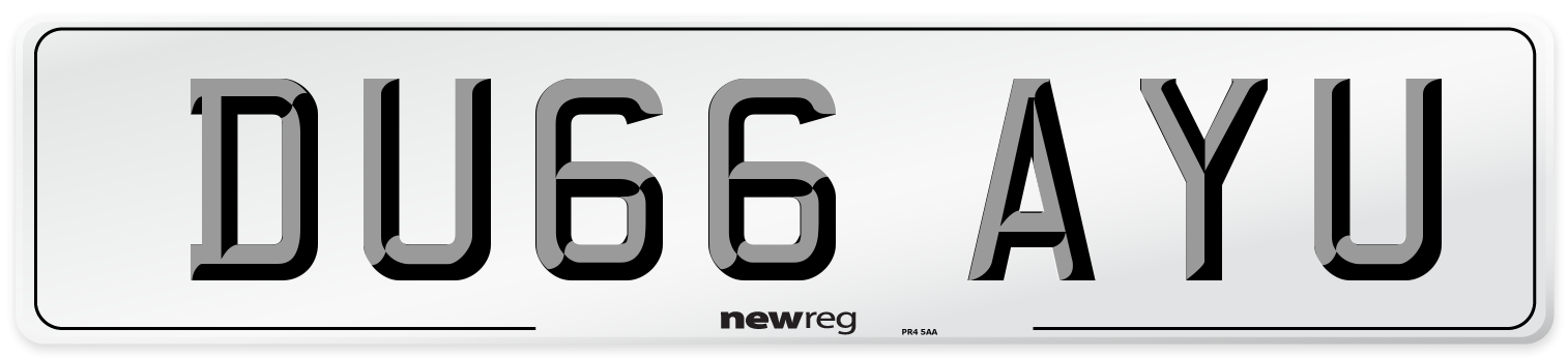 DU66 AYU Number Plate from New Reg